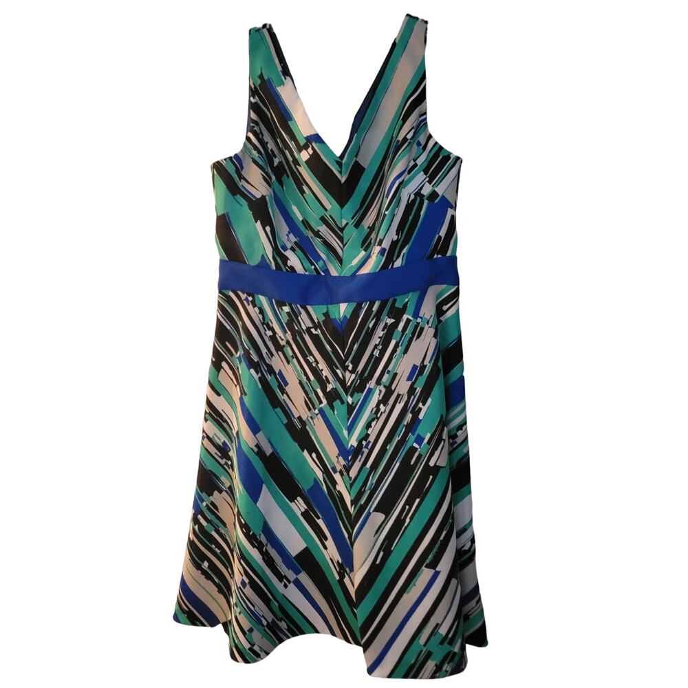 Danny and Nicole Abstract Women Dress Size 14 Sleeveless Knee Colorful Babydoll‎